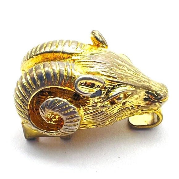 Unbranded Accessories - Vintage Mimi Di N Rams Head Belt Buckle Gold Tone Classic Career Cosplay LARP
